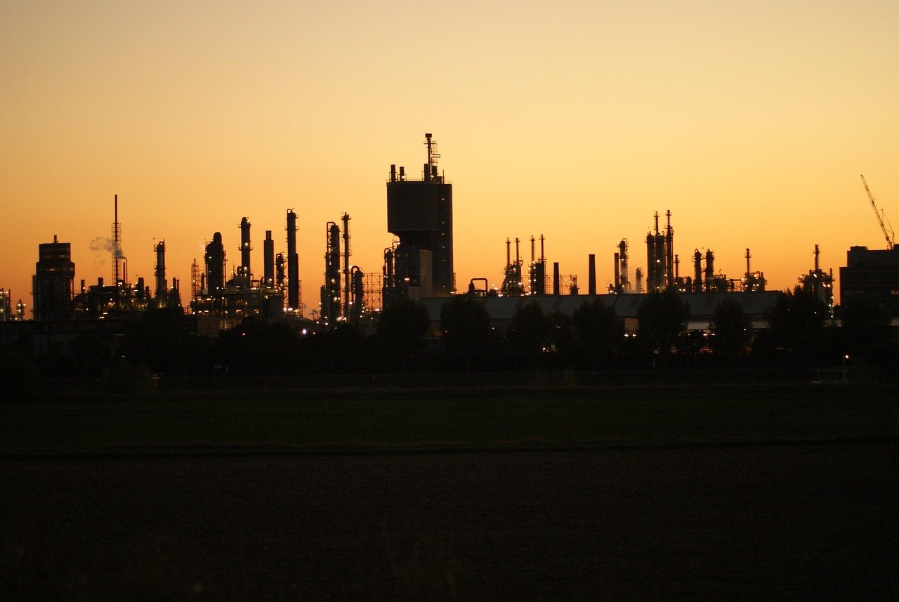 sunset, skyline, nature, industry